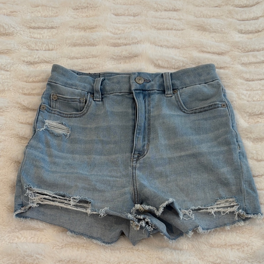 American Eagle Outfitters Light Blue Distressed Jean Shorts
